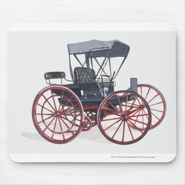 Illustration of horseless carriage mouse mat (Front)