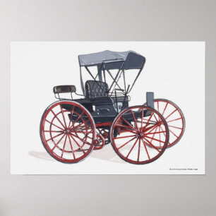 Illustration of horseless carriage poster