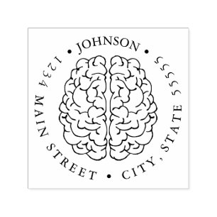 Illustration of Human Brain Return Label Self-inking Stamp