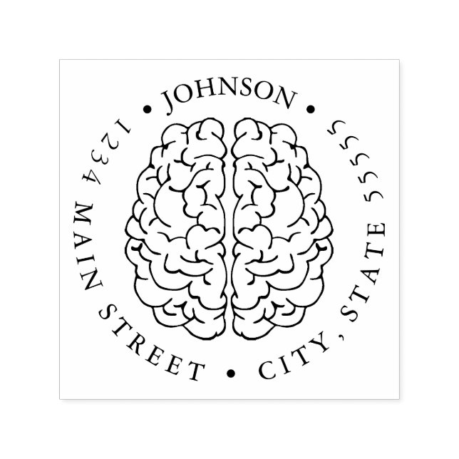 Illustration of Human Brain Return Label Self-inking Stamp (Design)