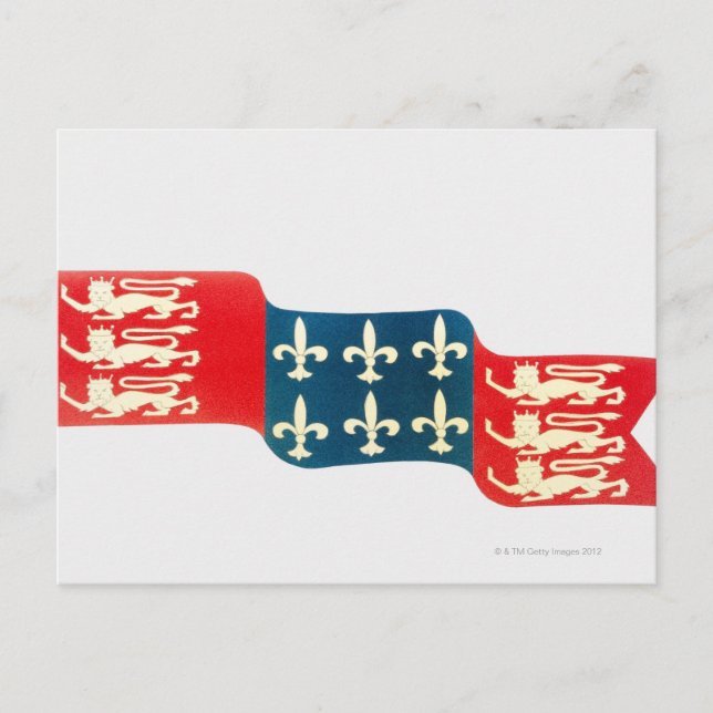 Illustration of Hundred Years War Flag with Postcard (Front)