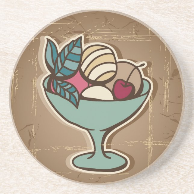 Illustration of Ice Cream in retro style Coaster (Front)