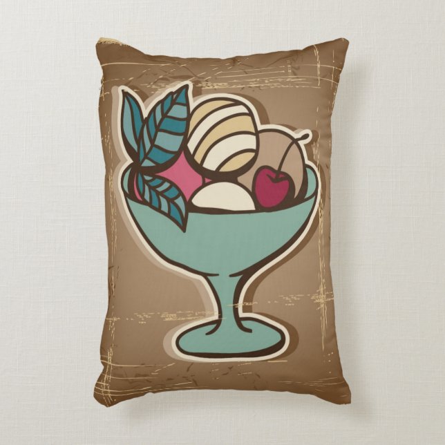 Illustration of Ice Cream in retro style Decorative Cushion (Front(Vertical))