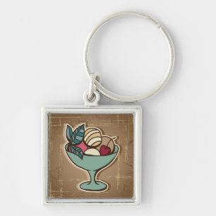 Illustration of Ice Cream in retro style Key Ring