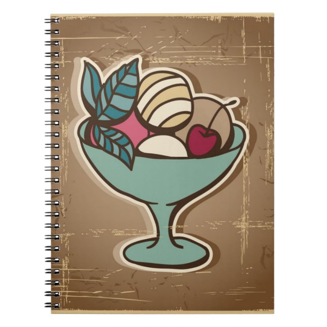 Illustration of Ice Cream in retro style Notebook (Front)