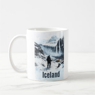 Illustration of Icelandic Landscape and a Hiker Coffee Mug