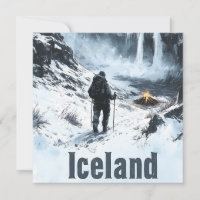 Illustration of Icelandic Landscape and a Hiker