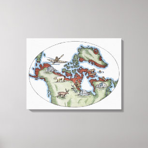 Illustration of Inuit territory Canvas Print