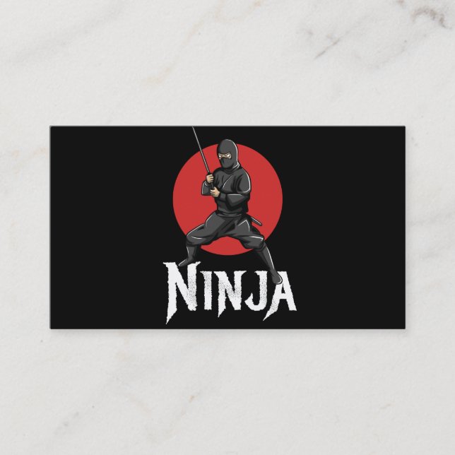 illustration of japanese ninja holding sword enclosure card (Front)