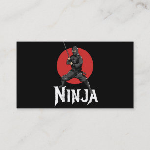 illustration of japanese ninja holding sword enclosure card