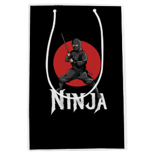 illustration of japanese ninja holding sword medium gift bag