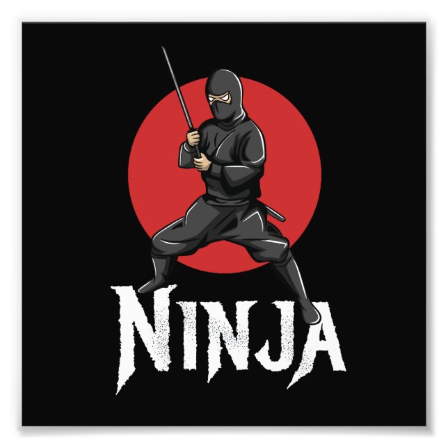 illustration of japanese ninja holding sword photo print (Front)