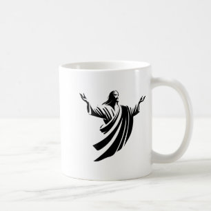 Illustration Of Jesus Christ Shadow With Open Arms Coffee Mug