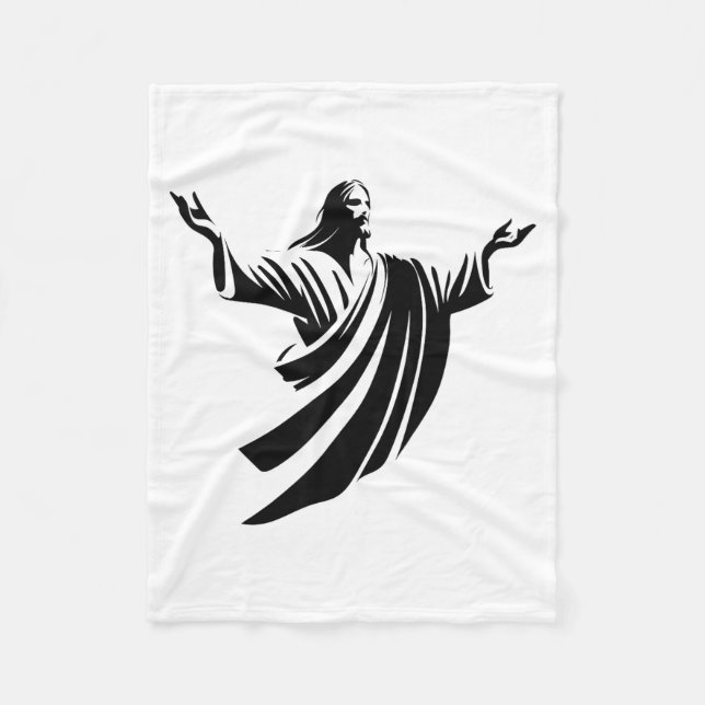 Illustration Of Jesus Christ Shadow With Open Arms Fleece Blanket (Front)