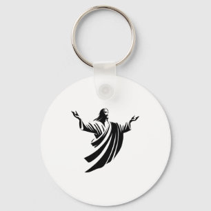 Illustration Of Jesus Christ Shadow With Open Arms Key Ring