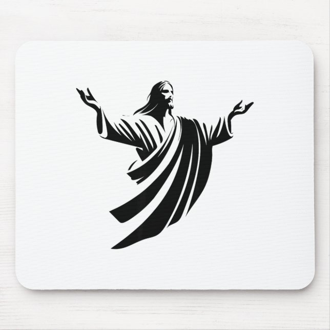 Illustration Of Jesus Christ Shadow With Open Arms Mouse Mat (Front)