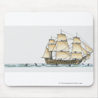 Illustration of late 18th century warship mouse mat