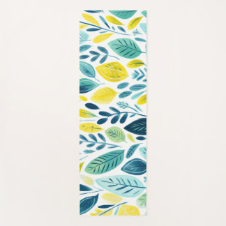 Illustration of leaf shapes and colours yoga mat