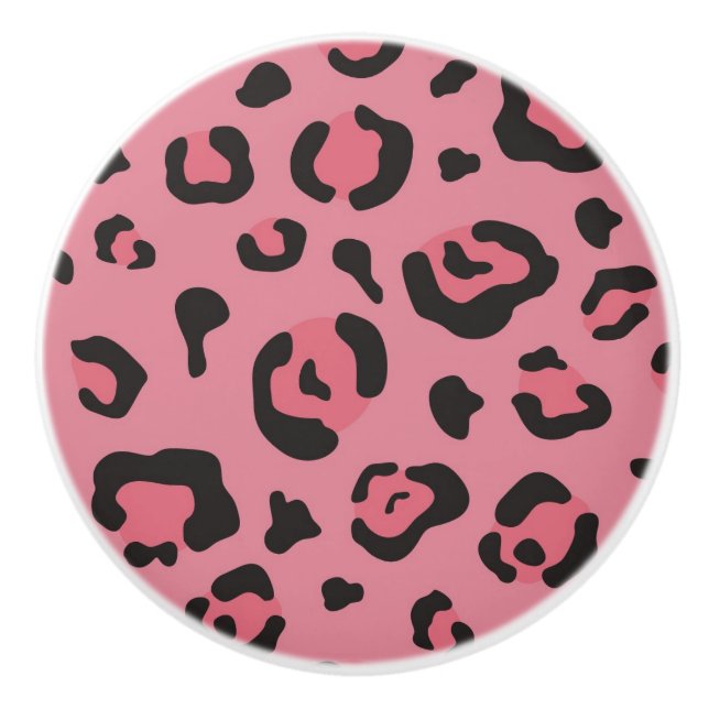 Illustration of Leopard Pink Animal Ceramic Knob (Front)