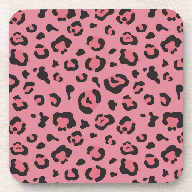 Illustration of Leopard Pink Animal Coaster (Front)