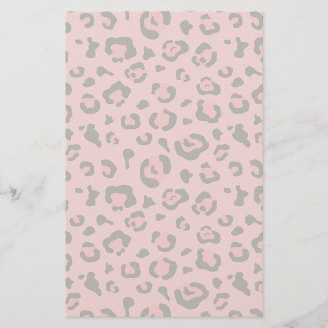 Illustration of Leopard Pink Animal Stationery (Front)
