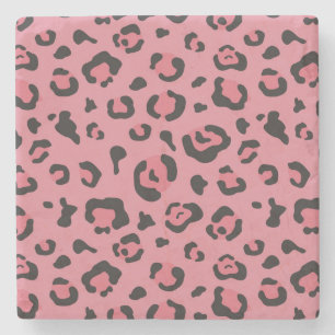 Illustration of Leopard Pink Animal Stone Coaster
