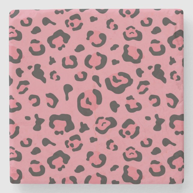 Illustration of Leopard Pink Animal Stone Coaster (Front)