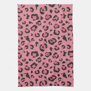 Illustration of Leopard Pink Animal Tea Towel
