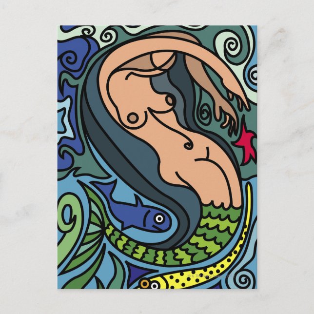 Illustration of Mermaid Postcard (Front)