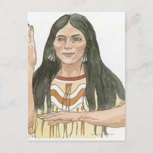 Illustration of Native North American woman Postcard