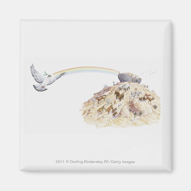 Illustration of Noah's ark with animals leaving Magnet (Front)