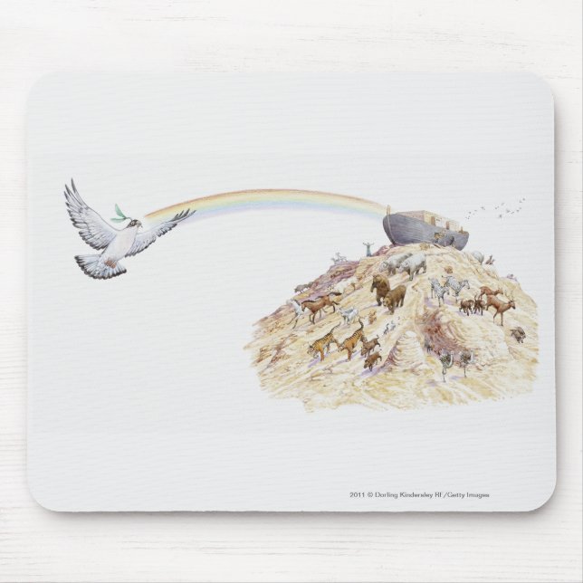 Illustration of Noah's ark with animals leaving Mouse Mat (Front)