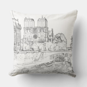 Illustration of Notre Dame de Paris Cushion