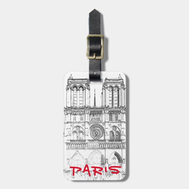 Illustration of Notre Dame de Paris Luggage Tag (Front Vertical)