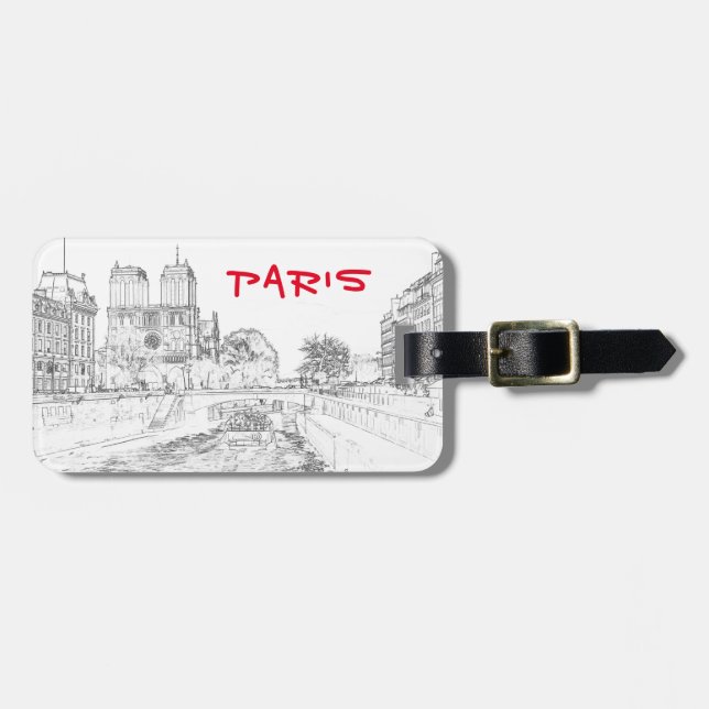 Illustration of Notre Dame de Paris Luggage Tag (Front Horizontal)