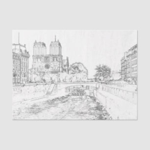 Illustration of Notre Dame de Paris Tissue Paper