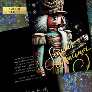 Illustration of Nutcracker Christmas Black Foil Holiday Card