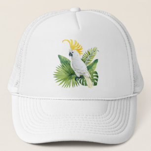 Illustration of parrot cockatoo trucker hat