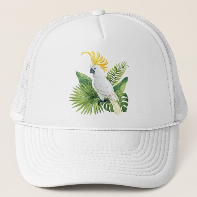 Illustration of parrot cockatoo trucker hat (Front)