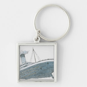 Illustration of passenger falling from the Titanic Key Ring
