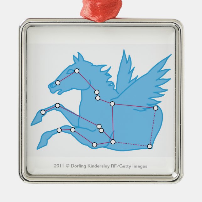 Illustration of Pegasus constellation Metal Tree Decoration (Front)