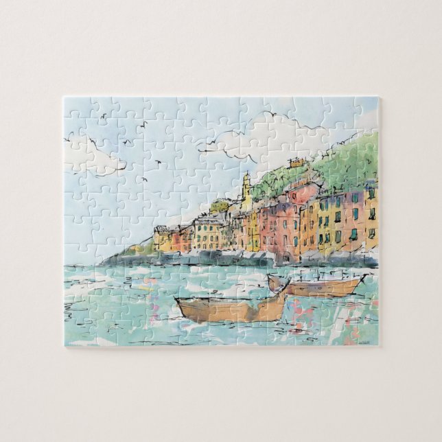 Illustration of Porofino Harbour Jigsaw Puzzle (Horizontal)
