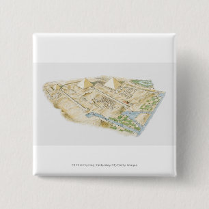 Illustration of Pyramids of Giza 15 Cm Square Badge