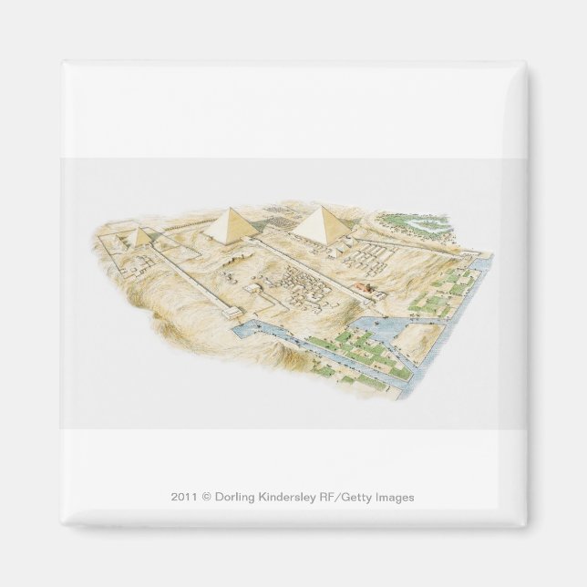 Illustration of Pyramids of Giza Magnet (Front)