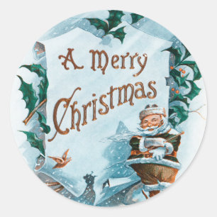 Illustration of Santa Clause Holiday Classic Round Sticker