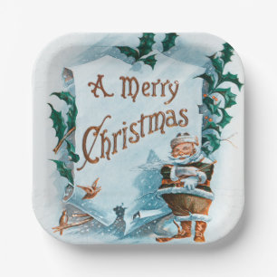 Illustration of Santa Clause Holiday  Paper Plate