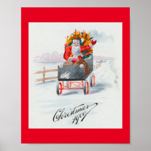 Illustration of Santa Clause Holiday Poster