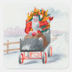 Illustration of Santa Clause Holiday  Square Sticker