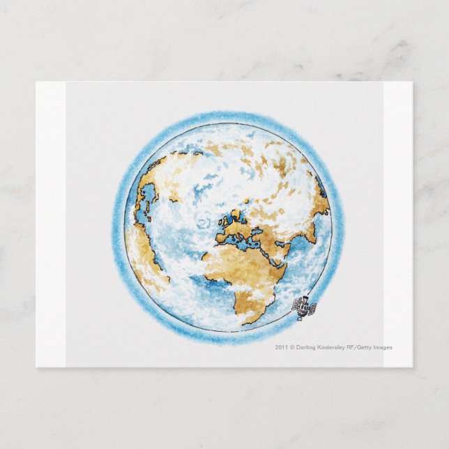 Illustration of satellite orbiting the Earth Postcard (Front)