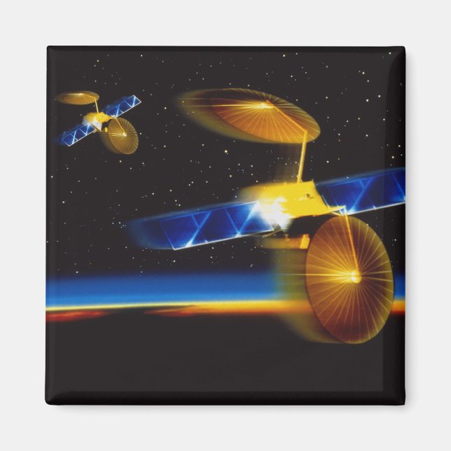 Illustration of satellites over Earth's horizon Magnet (Front)